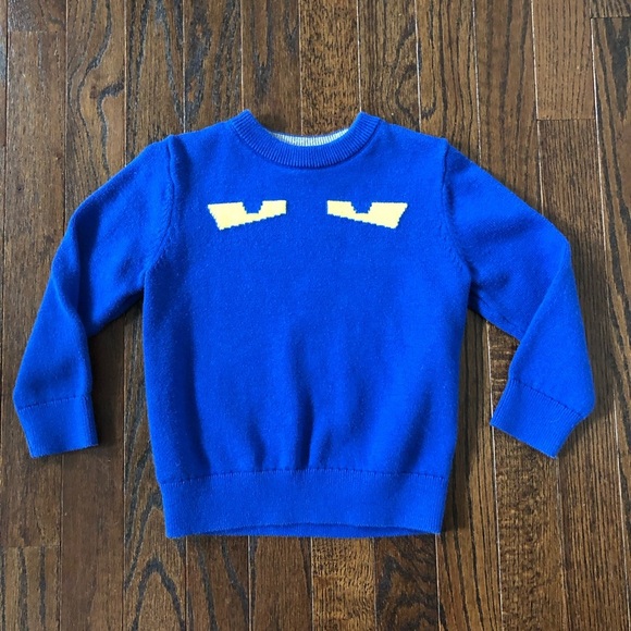 baby Gap Toddler Boy 2/2T Intarsia Graphic Haunted Eyes Crewneck Sweater in Blue - Picture 1 of 8